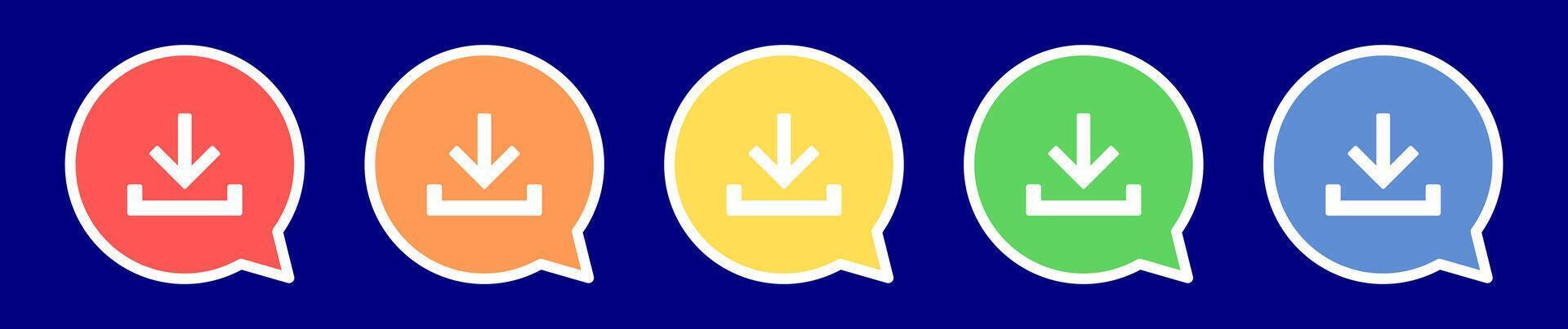 Speech bubble download icon. Transfer icon in various colors. vector