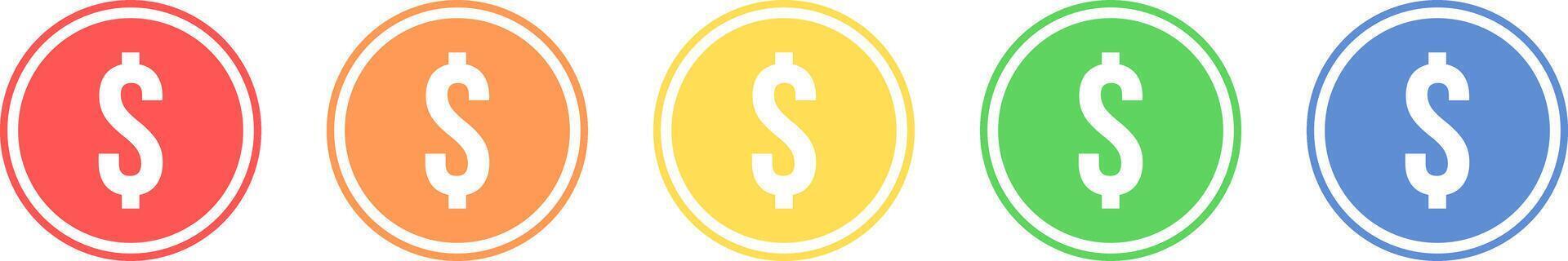 Dollar sign icon set. Dollar sign icon in various colors. vector