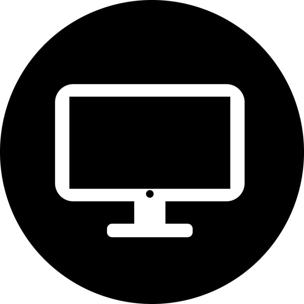 Black and white computer icon, icon with computer monitor. vector