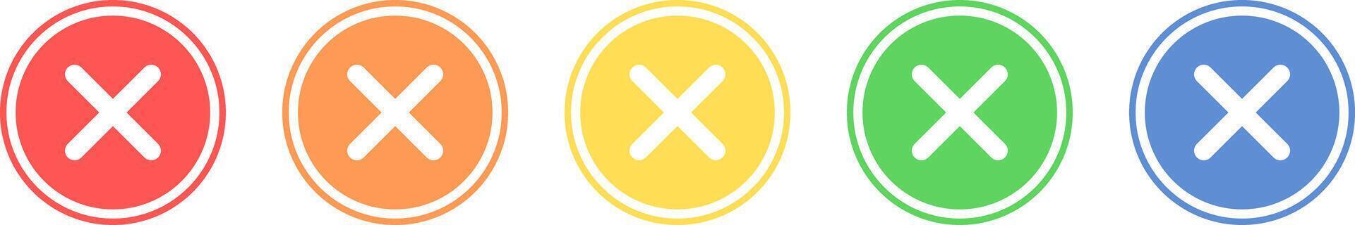 Cancel icon set. Error icon in various colors. vector