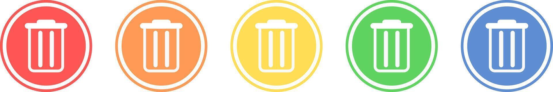 Trash can icon set. Delete icon in various colors. vector