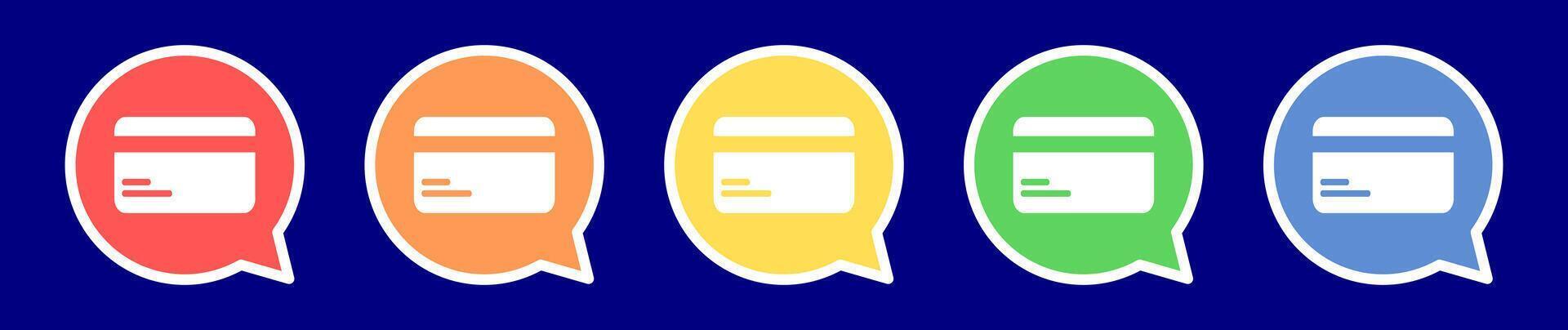 Speech bubble credit card icon. Payment icon in various colors. vector