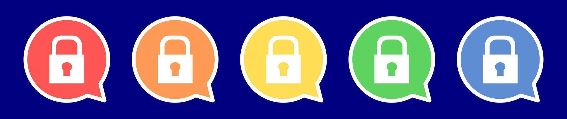 Speech bubble padlock icon. Lock icon in various colors. vector