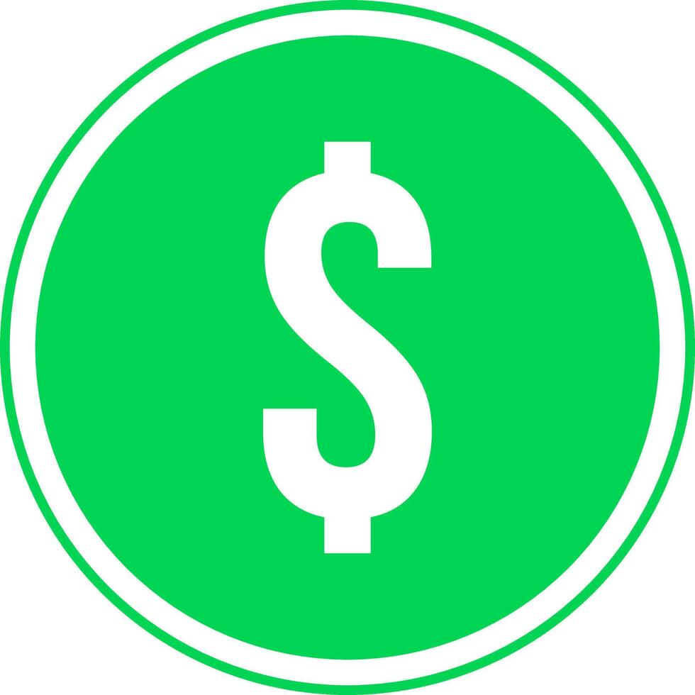 Green icon with dollar sign, button with dollar sign, icon symbolizing money. vector