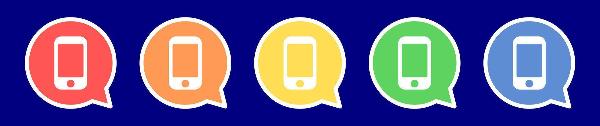 Speech bubble mobile phone icon. Contact icon in various colors. vector