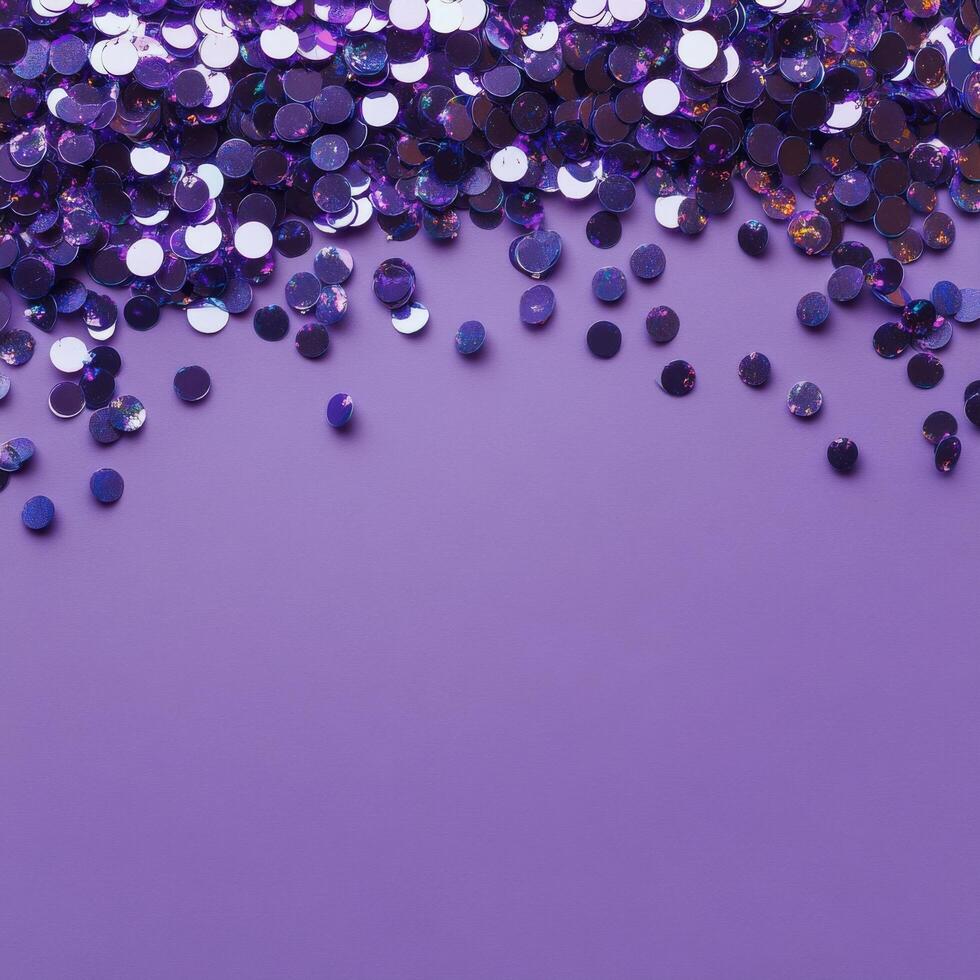 Shimmering purple sequins scattered across a vibrant background create a festive and playful atmosphere perfect photo