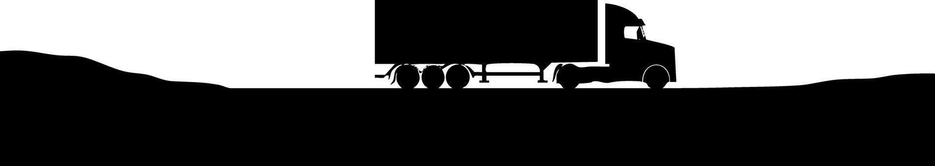 Silhouette of a truck on a road against a white background. vector