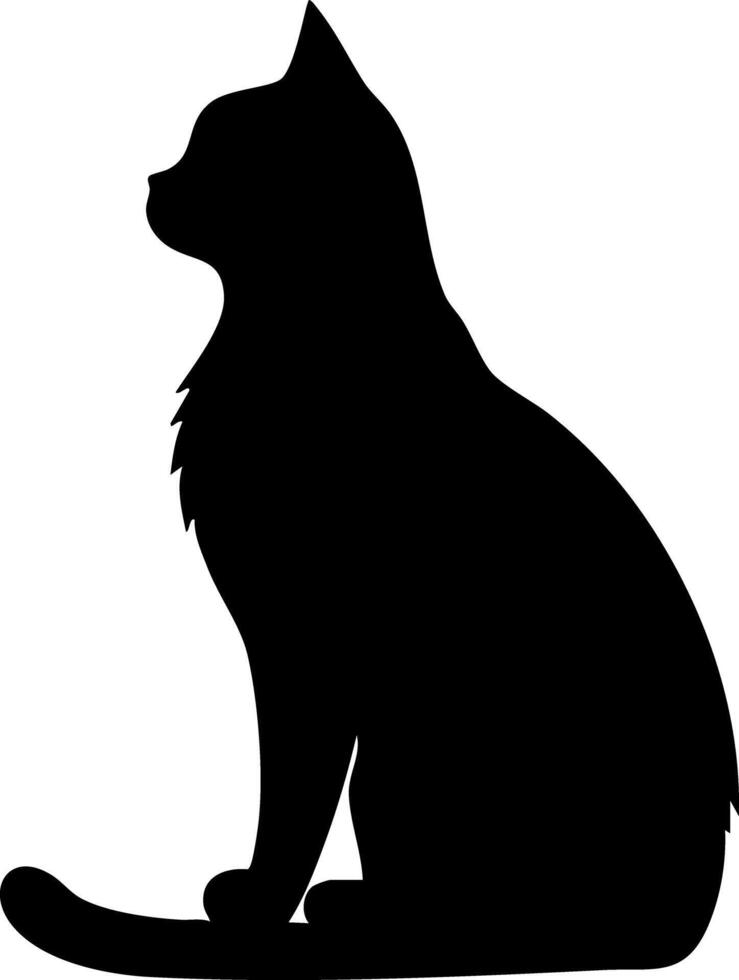 Silhouette of a sitting cat on a transparent background. vector