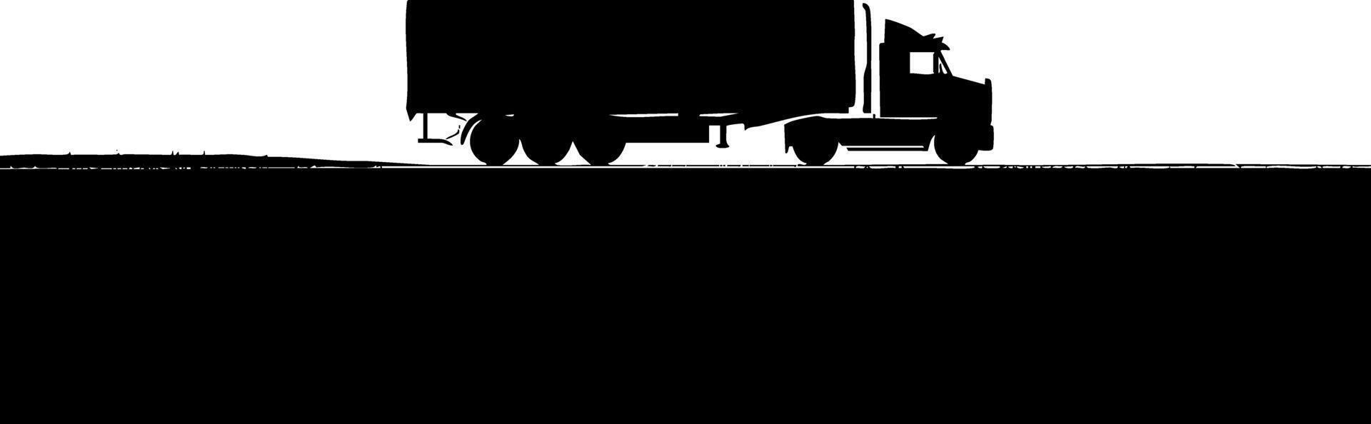 Silhouette of a truck with a trailer on a white background. vector