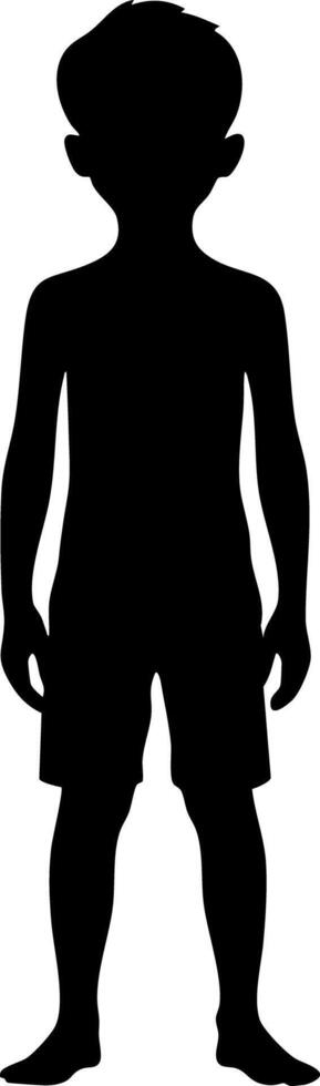 Silhouette of a standing boy illustration on a white background. vector