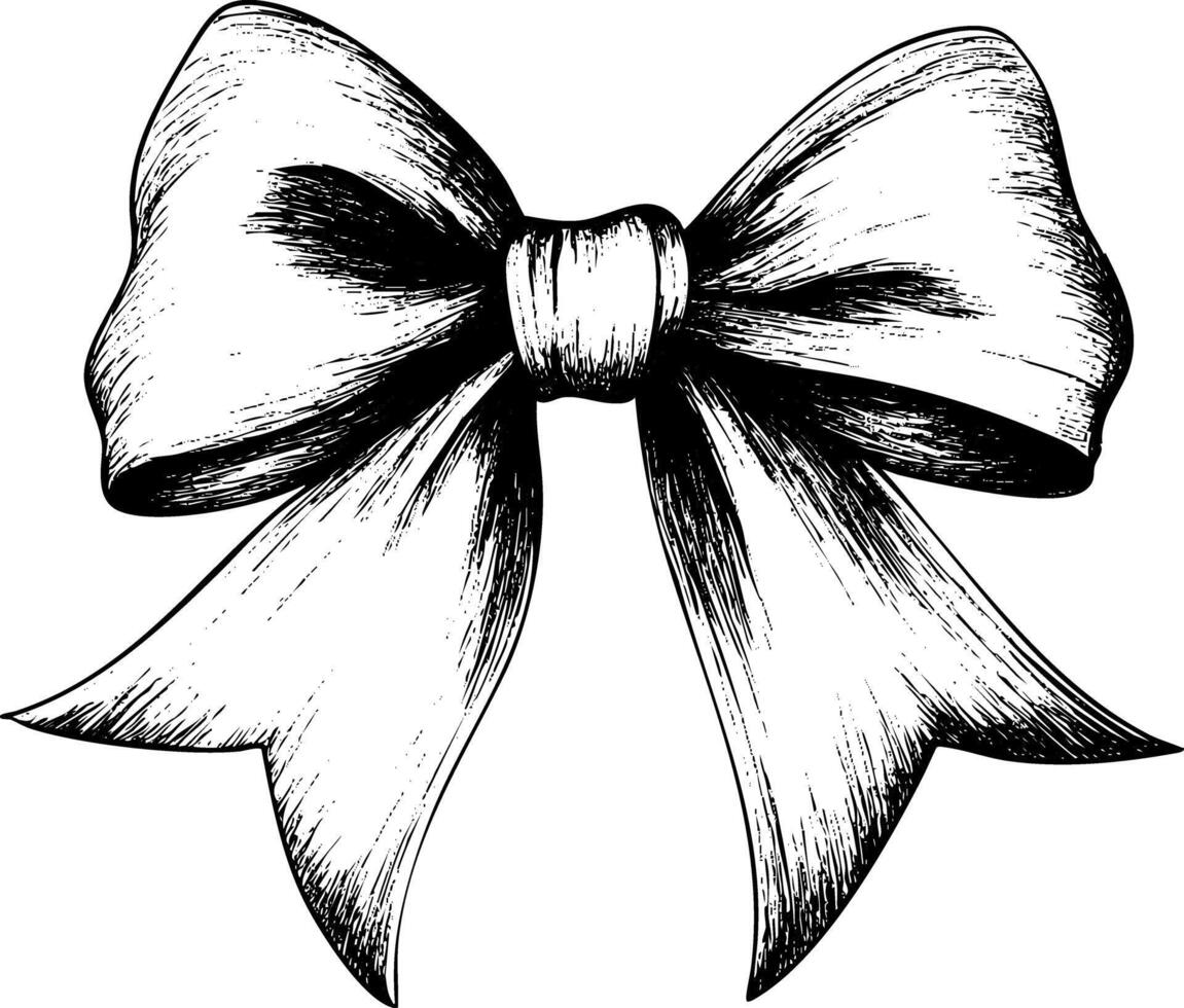 Elegantly sketched black and white bow illustration for decorative purposes. vector