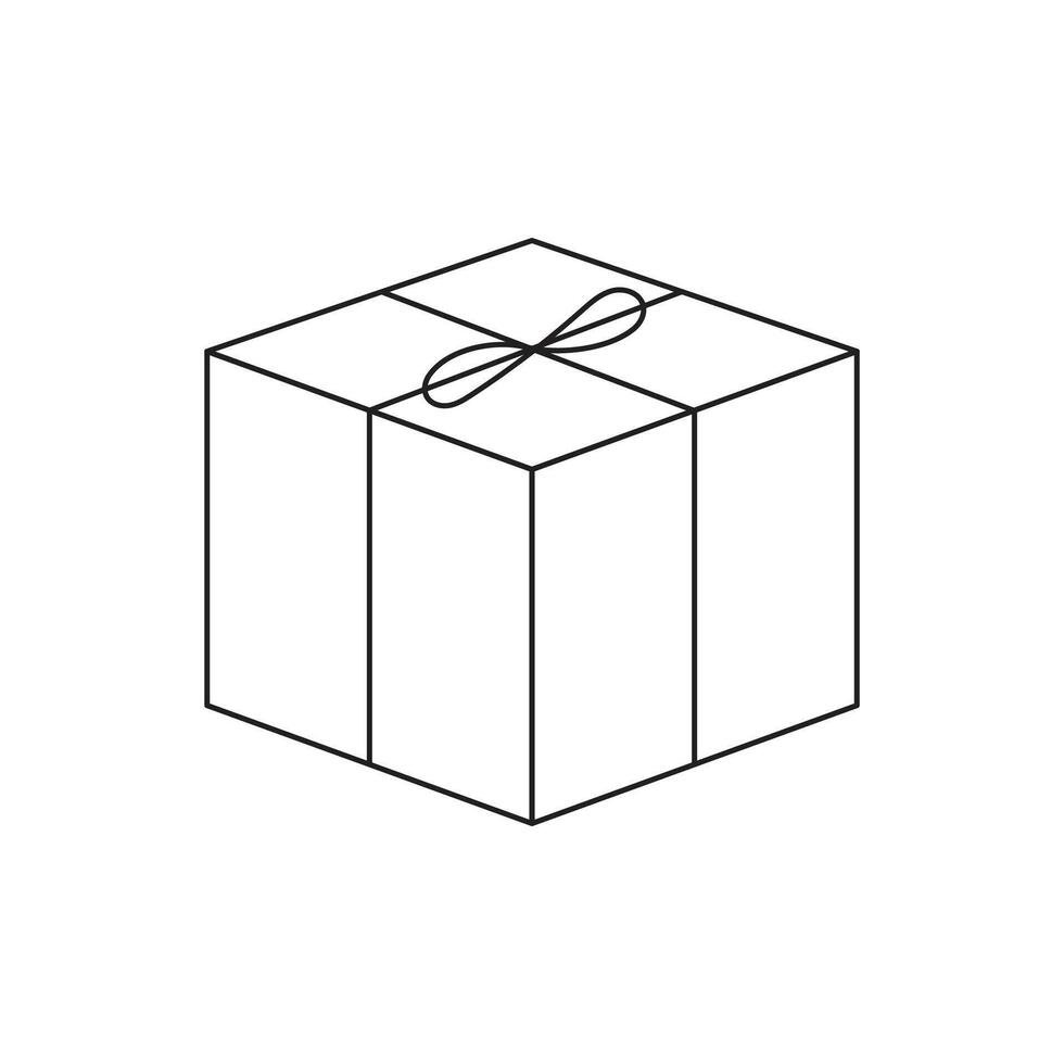 Illustration line sketch gift box unique design with blank background vector