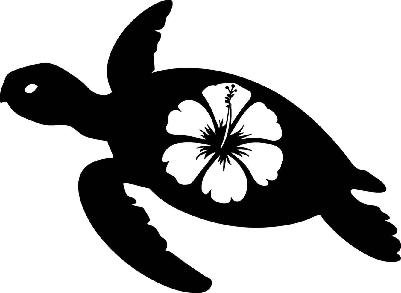 Sea Turtle with Hibiscus Flower vector