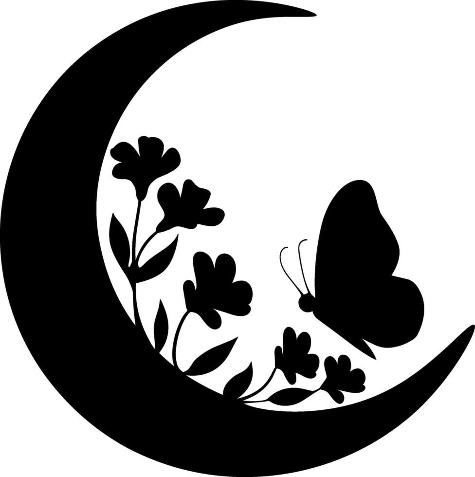 Butterfly Moon Illustration vector