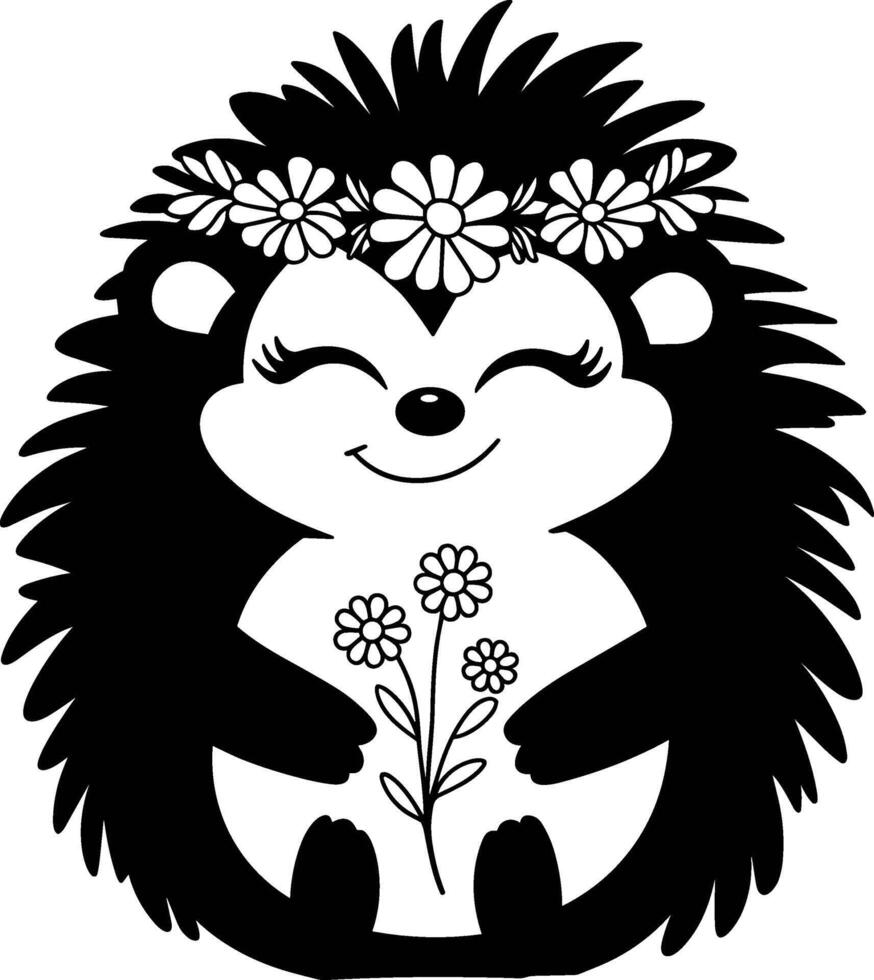 Cute Hedgehog with Floral Details vector