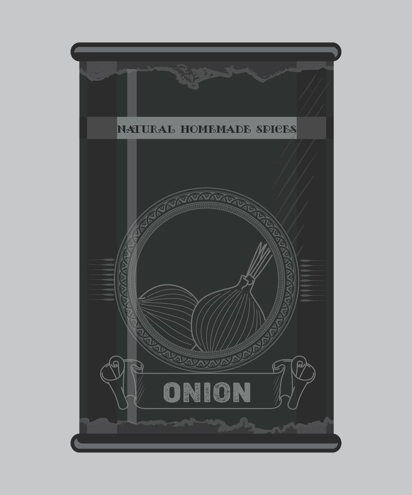 iron can with onion spice in black color isolated on white background vector