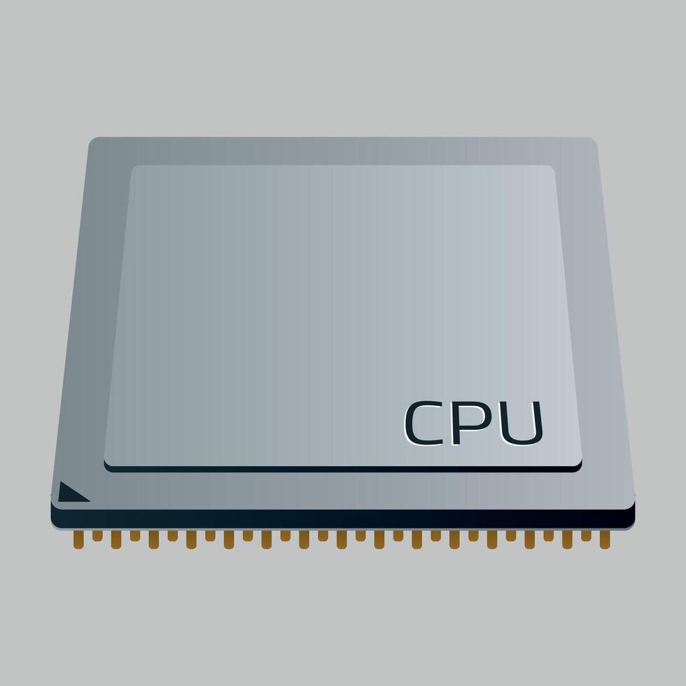computer microprocessor, chip, CPU, processor, motherboard isolated on white background vector