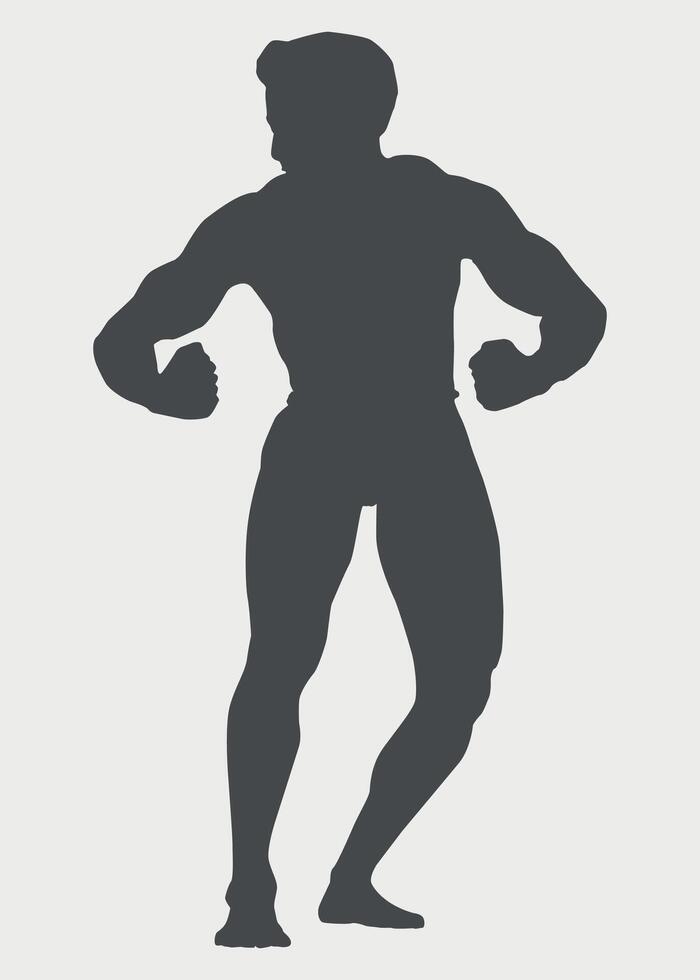black and white bodybuilder icon, athlete icon isolated on white background vector
