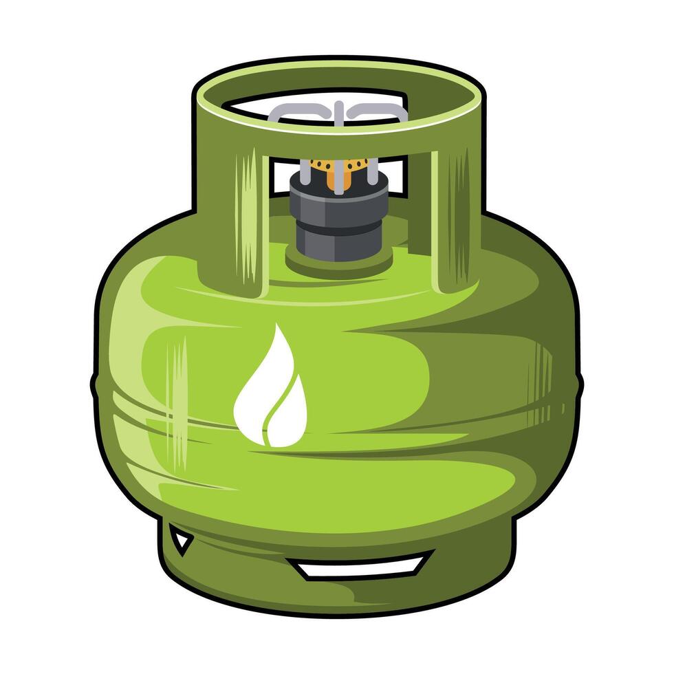 iron gas cylinder green color propane butane gas container isolated on white background vector