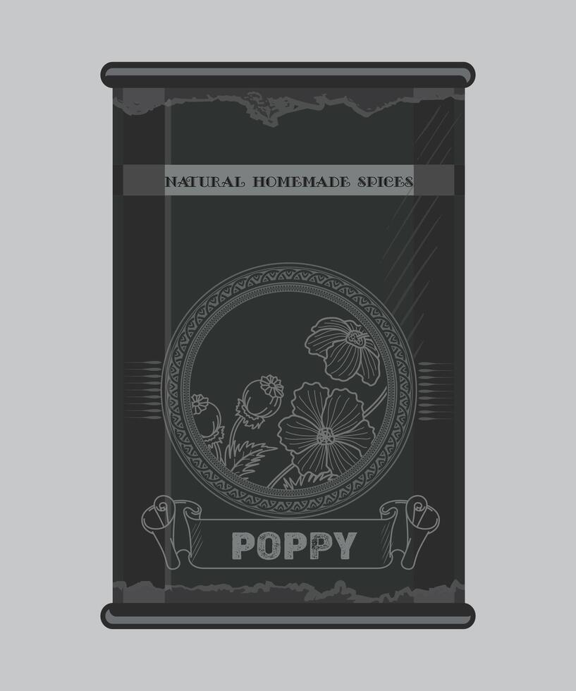 iron can with poppy spice in black color isolated on white background vector