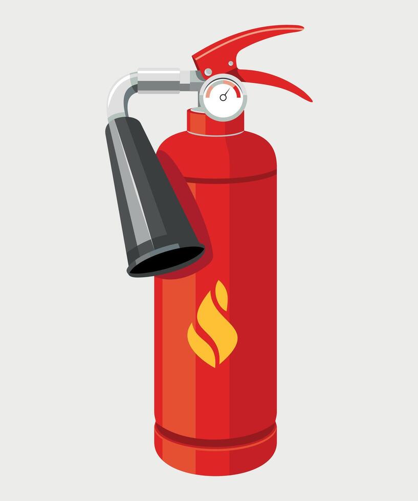 red fire extinguisher putting out fire isolated on white background vector