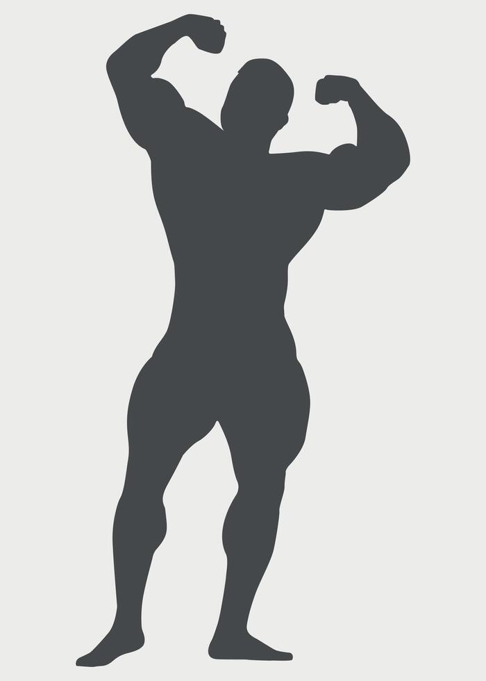 black and white bodybuilder icon, bodybuilder silhouette, athlete isolated on white background vector