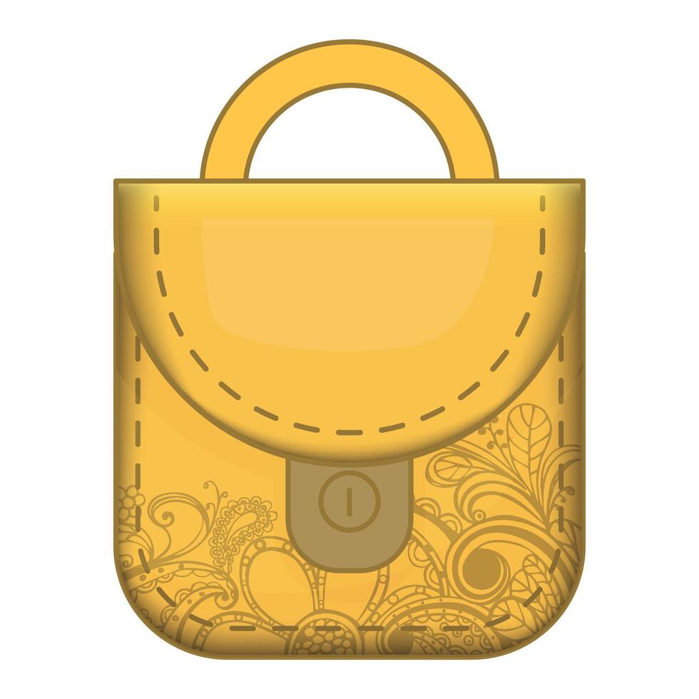 yellow icon of bag, handbag, briefcase, backpack isolated on white background vector