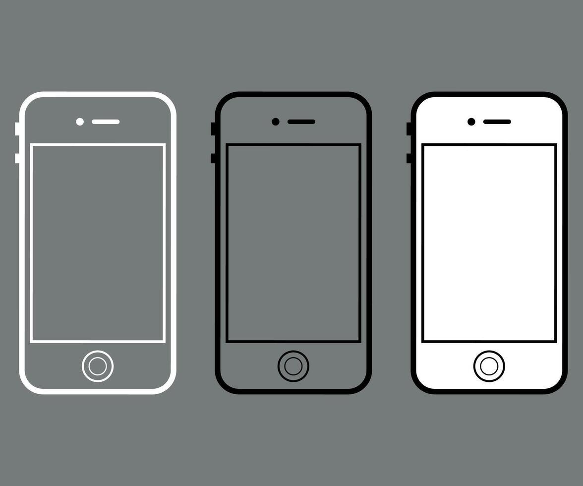 black and white smartphone icon, phone icon, gadget isolated on white background vector