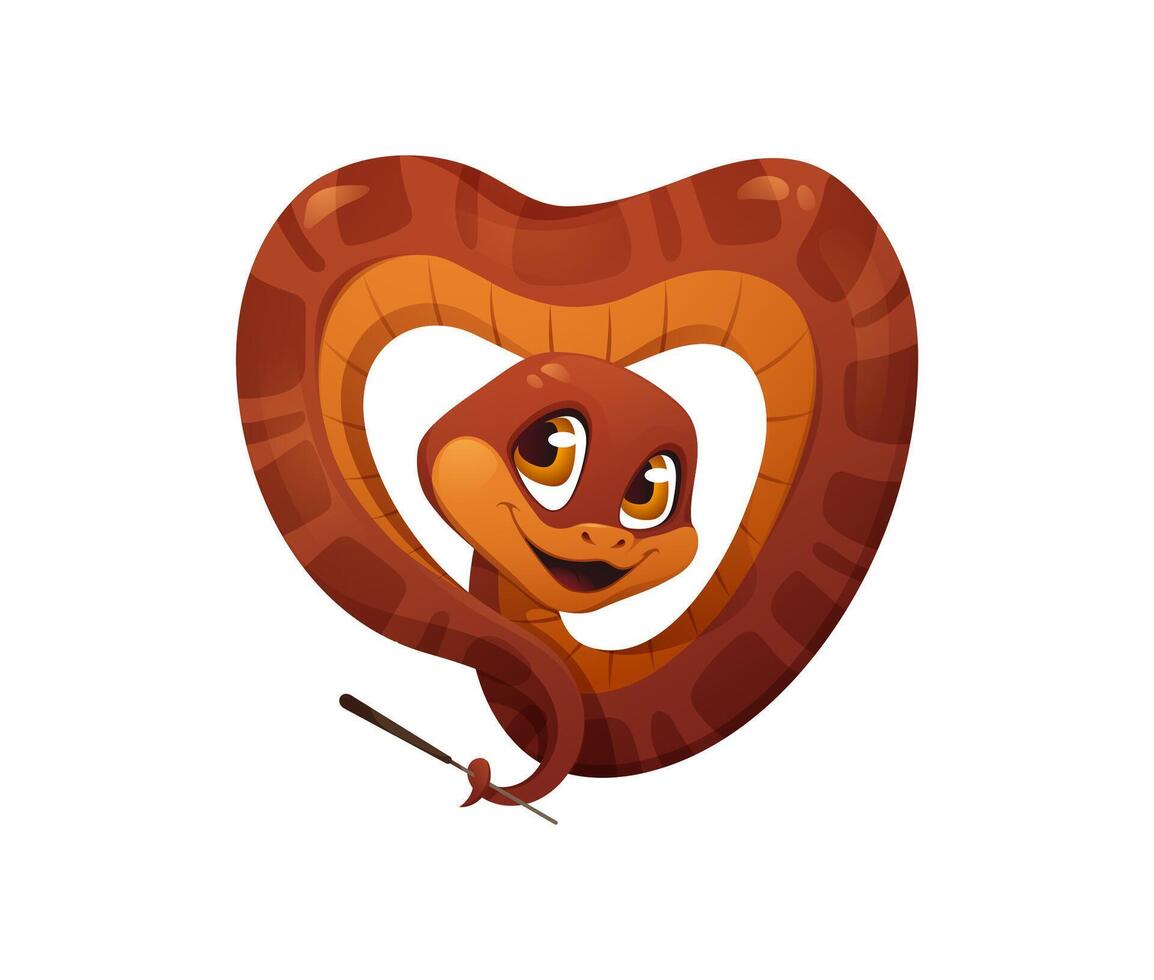 Valentine day cartoon snake coiled in heart shape vector