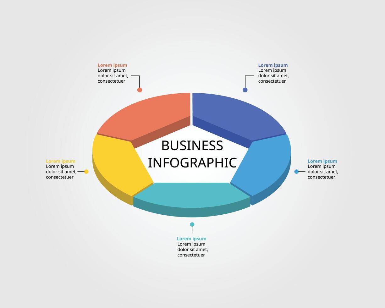 pentagon isometric shape template for business infographic for presentation for 5 element vector