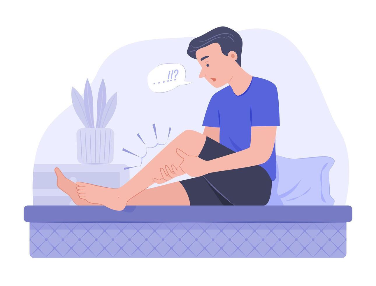 Man Suffering from Leg Cramp for Physical Symptom and Healthcare Concept Illustration vector