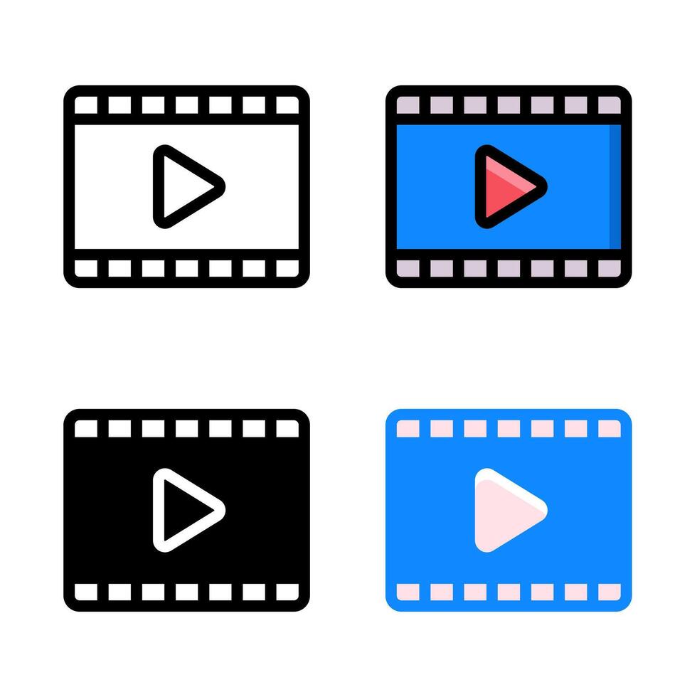 Film gallery icon set. Suitable for movie player app ui ux. Multimedia player. vector