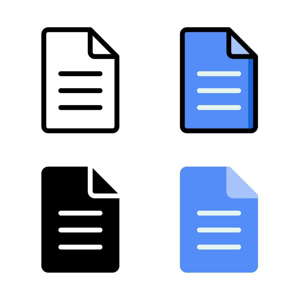 Document app icon set. Suitable for doc app element. Document and file icon. vector