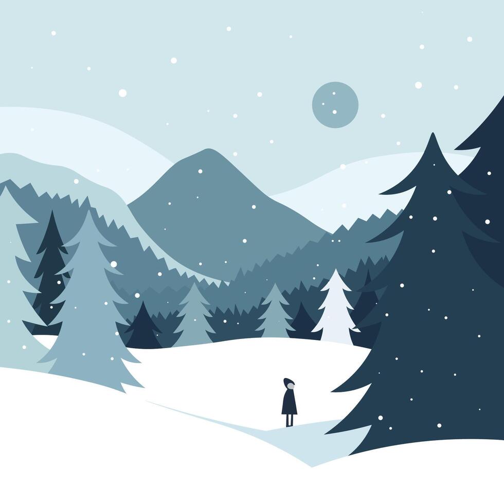 Winter Wonderland in the Mountains vector