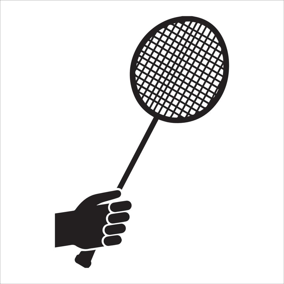 Stylish Badminton Racket and Shuttlecock Silhouette Artwork on a White Background vector