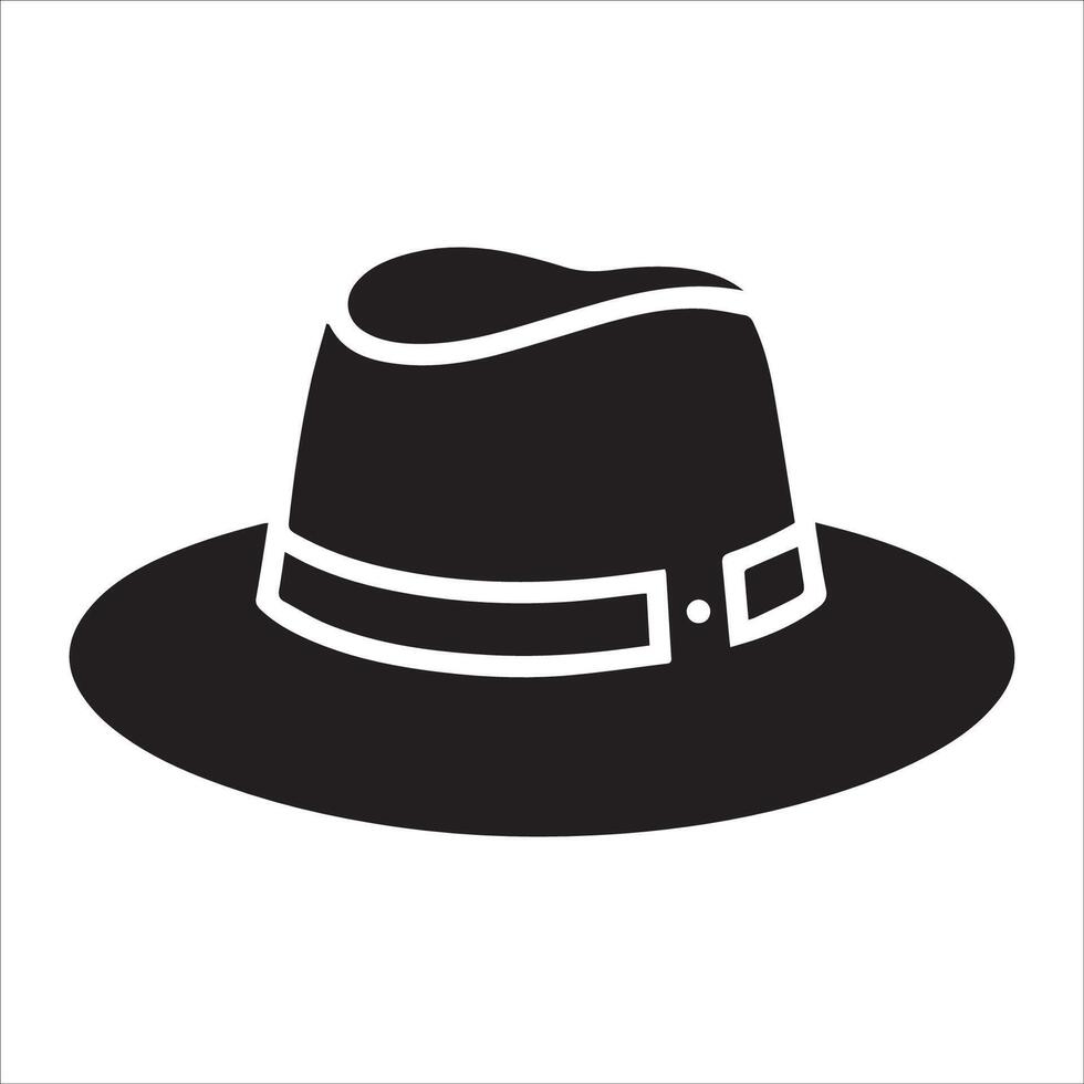 Simple Fedora Hat Icon in Solid Black on White Background vector