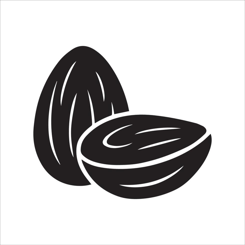 An intricate black and white illustration showcasing stylized almonds intertwined with gracefully curving leaves, exuding a refined and timeless elegance vector