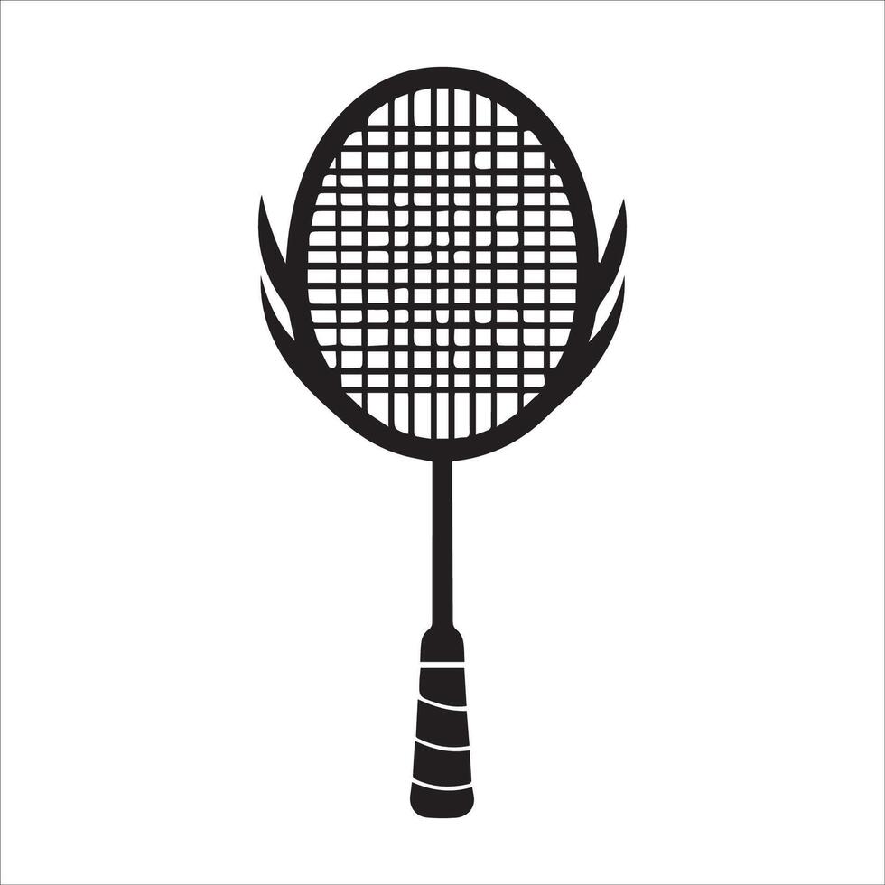 Elegant Badminton Equipment Silhouette for Sports Design on a White Background vector
