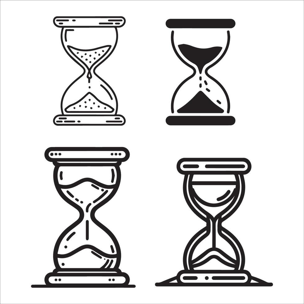 Simple Hourglass Silhouettes on a White Background vector