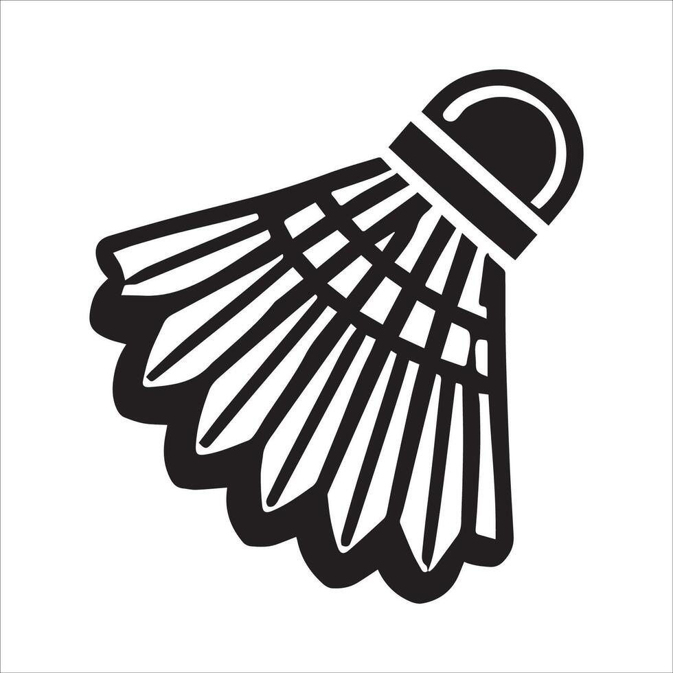 Classic Badminton Racket and Shuttlecock Silhouette Design on a White Background vector