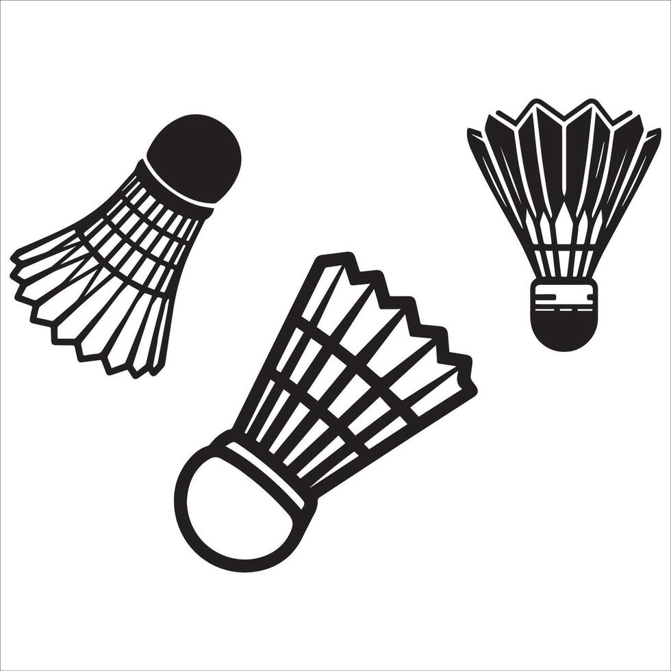 Illustration Featuring Badminton Racket and Shuttlecock Silhouette on a White Background vector
