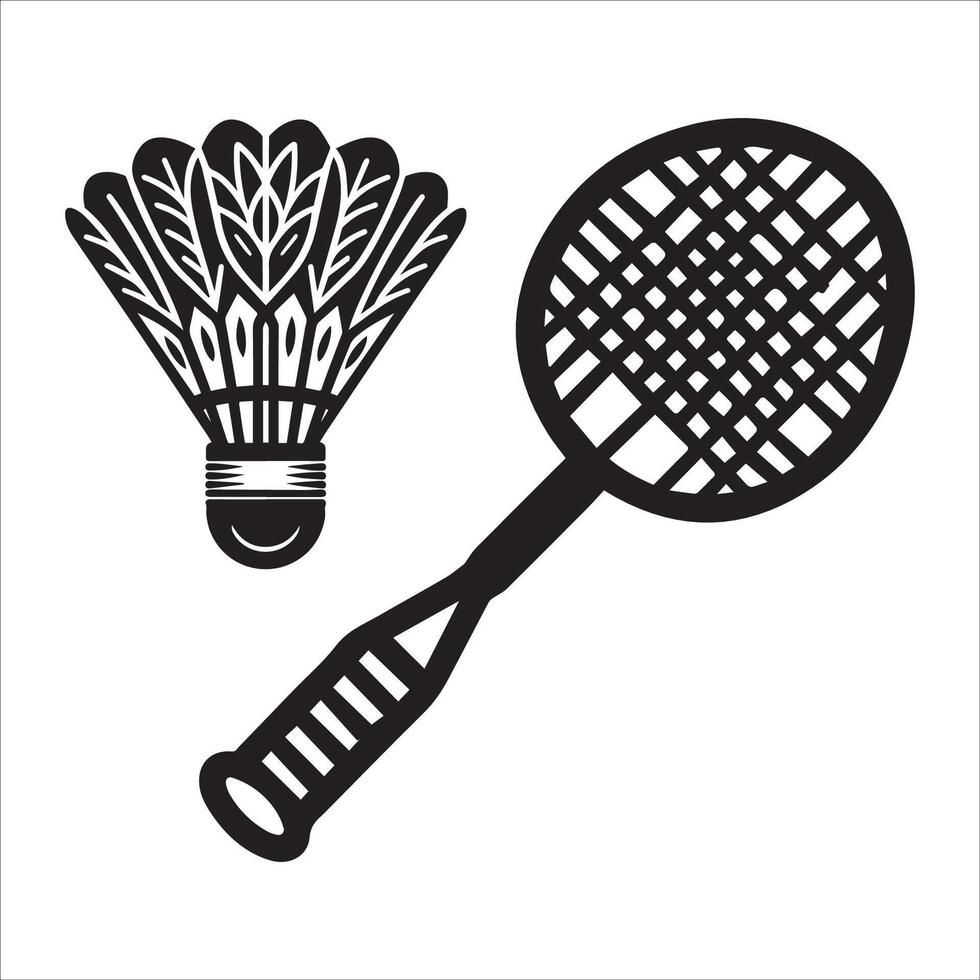 Modern and Simple Badminton Graphic Silhouette on a White Background vector