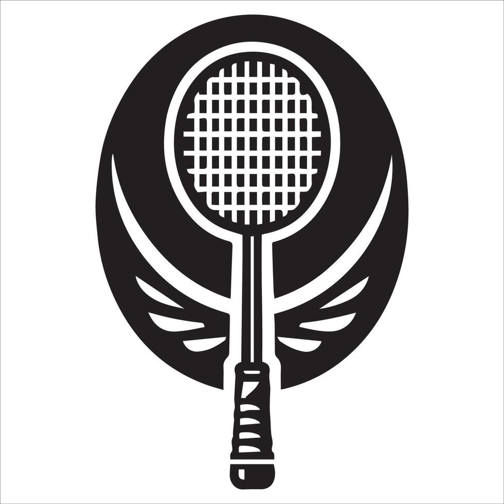 Creative Badminton Racket and Shuttlecock Silhouette Art on a White Background vector