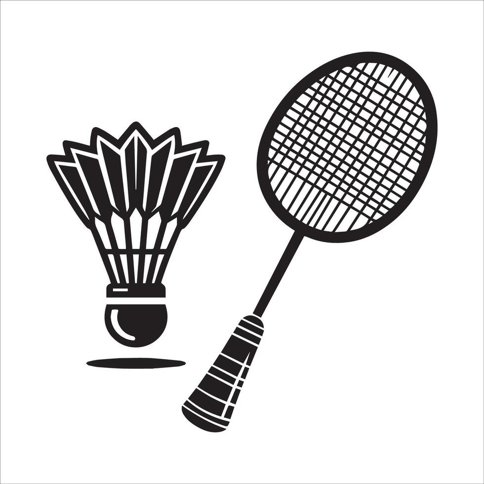 Flat Illustration of Badminton Equipment Silhouette on a White Background vector