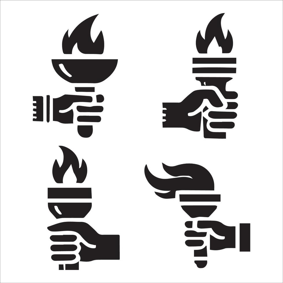 Minimal Torch Silhouettes on a White Background vector