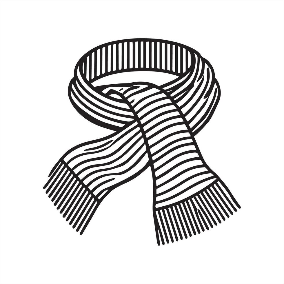 Stylish Winter Scarf Silhouette on a White Background vector