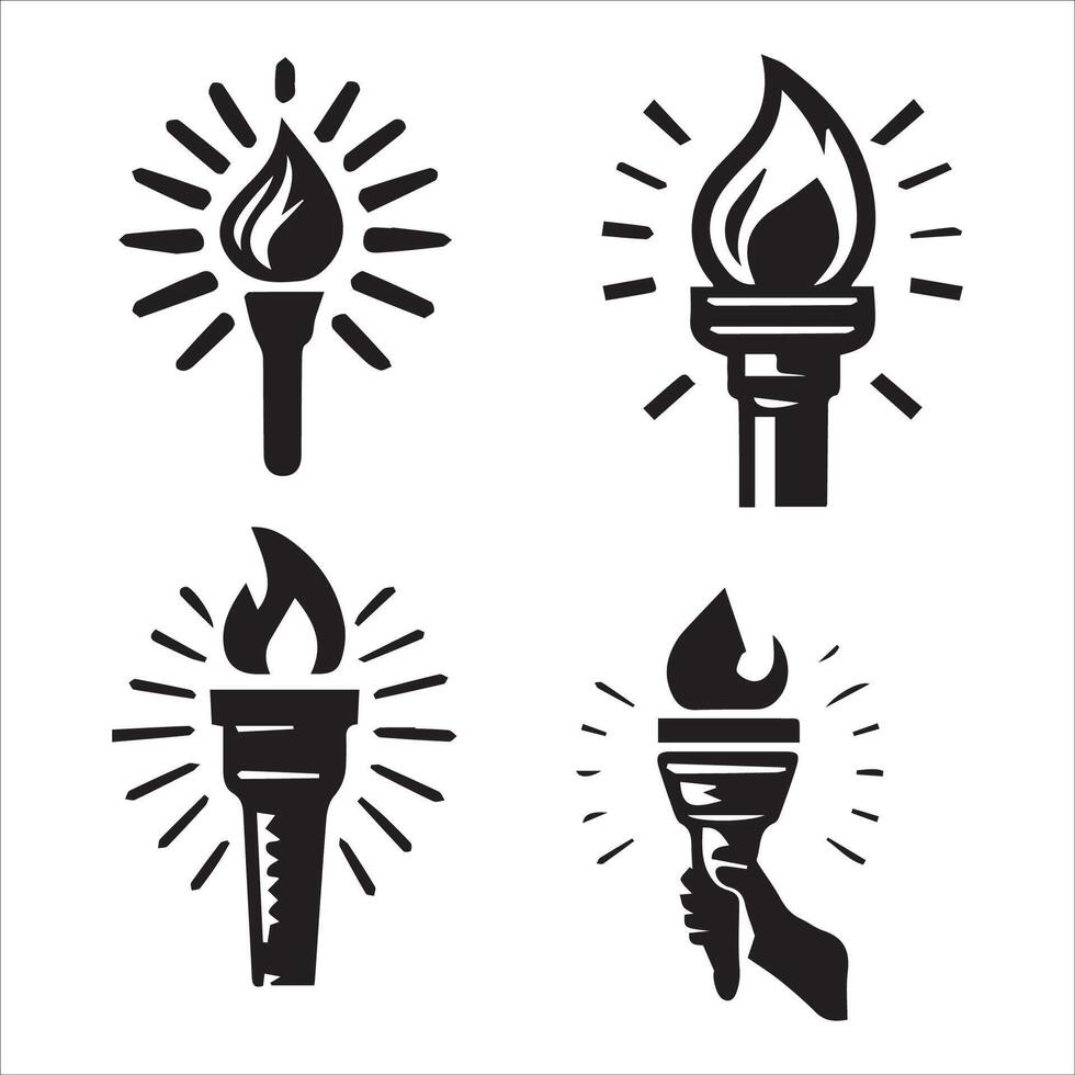 Iconic Torch Silhouettes with a Clean Background vector