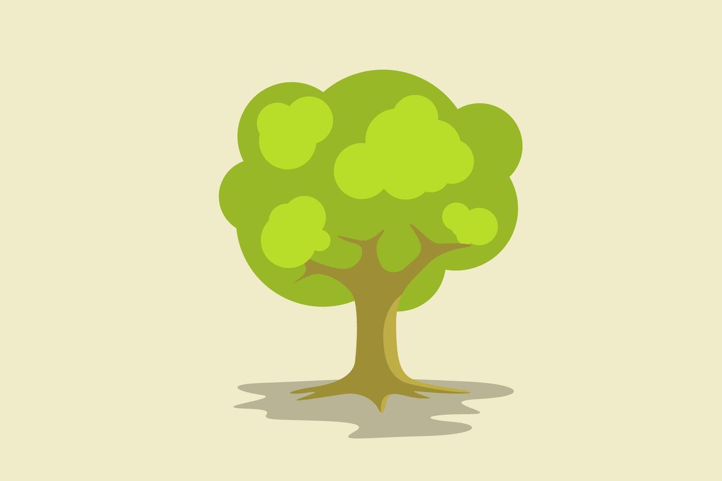 Big tree with green leaves cartoon vector