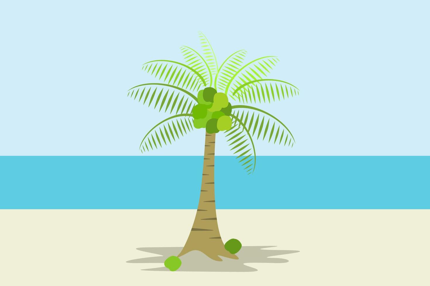 coconut tree with fruits cartoon illustration vector
