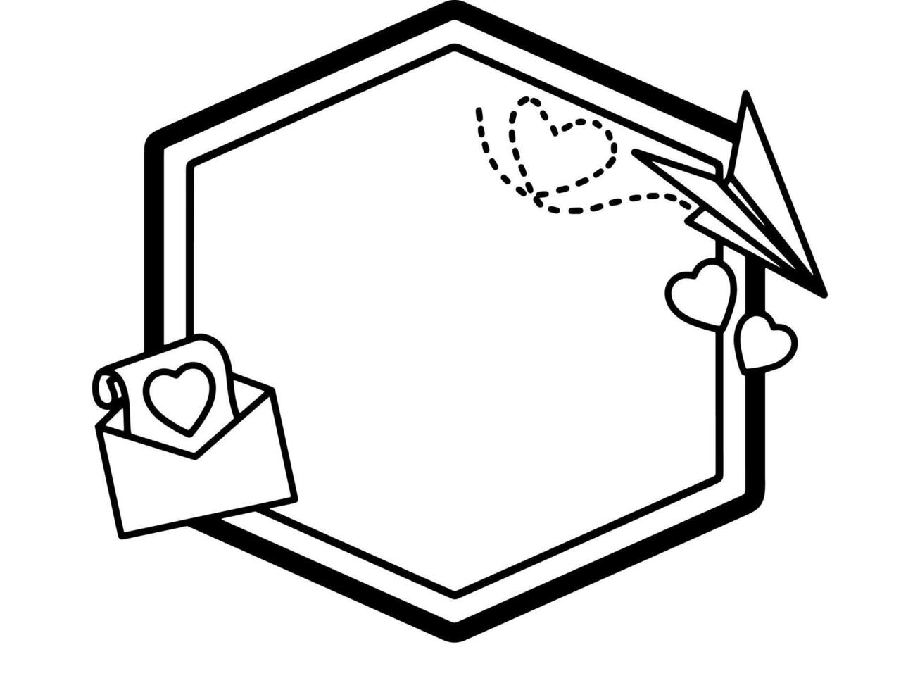 Valentine Day Frame Heart Black and White vector